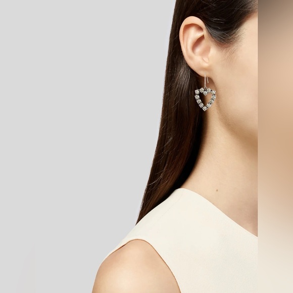 Saint Laurent Crystal Heart Drop Earrings - Picture 1 of 9